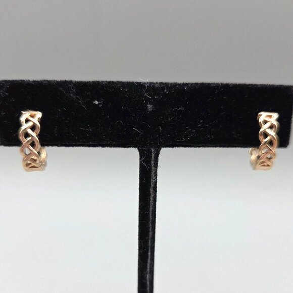 Celtic Knot Gold Plated Hoop Earrings Small Stylish Design Everyday Jewelry - Picture 2 of 7